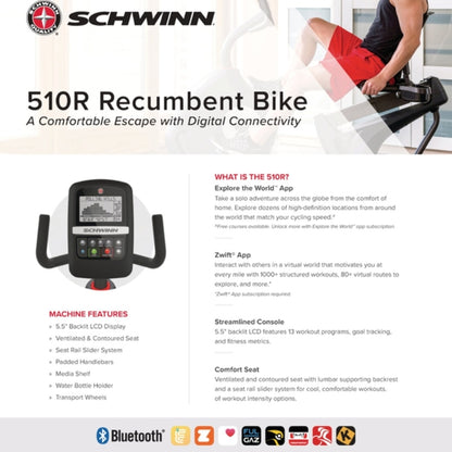 Schwinn 510R אופני כושר עם משענת גב
